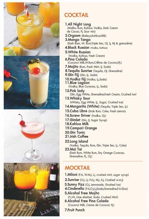 Flavor Restaurant - Sea View Restaurant Menu